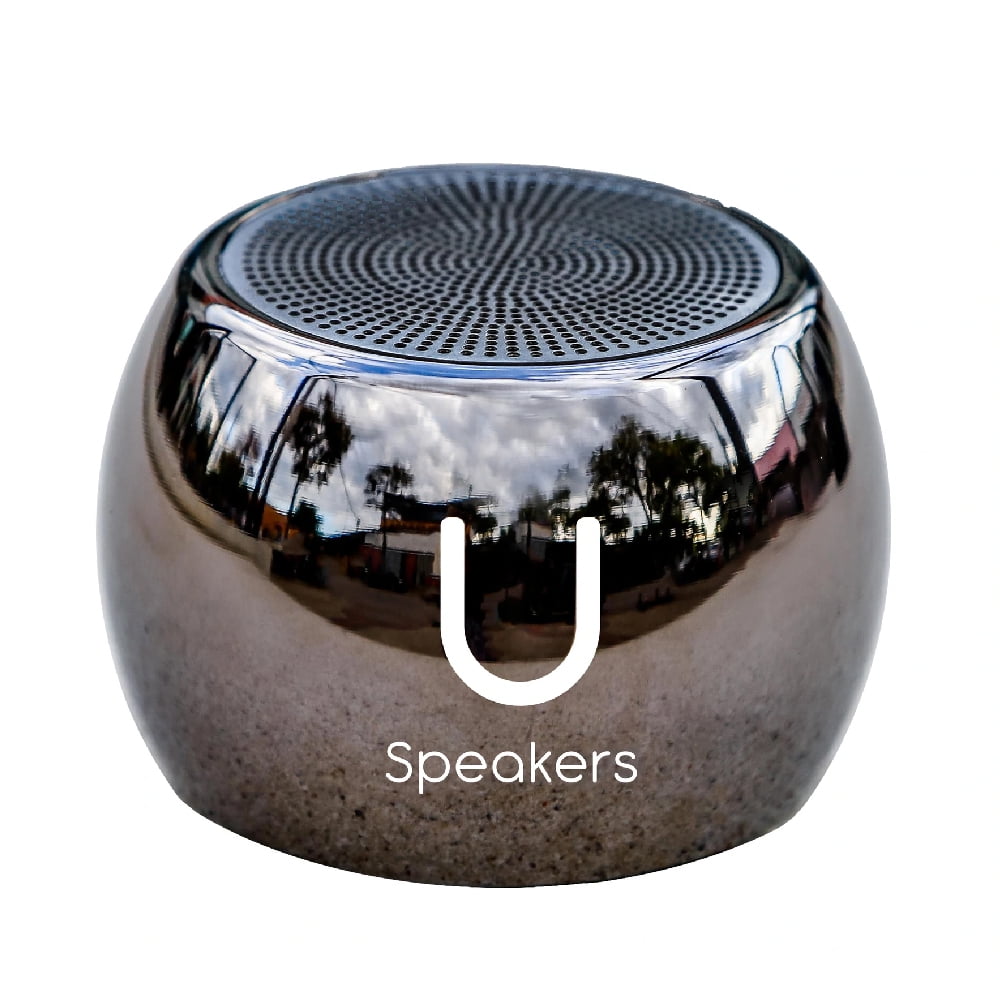 Fashionit U Speakers Boost Water-Resistant Portable Wireless Bluetooth Speaker with Subwoofer, Mic & Selfie Remote Control – Ideal for Active Lifestyle, Travel, Home, & Office – Mirror Hematite