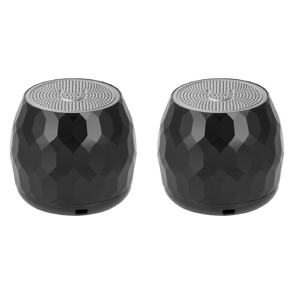 Fashionit U Speakers Micro Bluetooth Computer Speaker 2-Pack Bundle with Matching Speaker, Built-In Mic & Selfie Remote Control, for Workspace, Desktop, Laptop, Mobile, Tablet, PC - Glam Black
