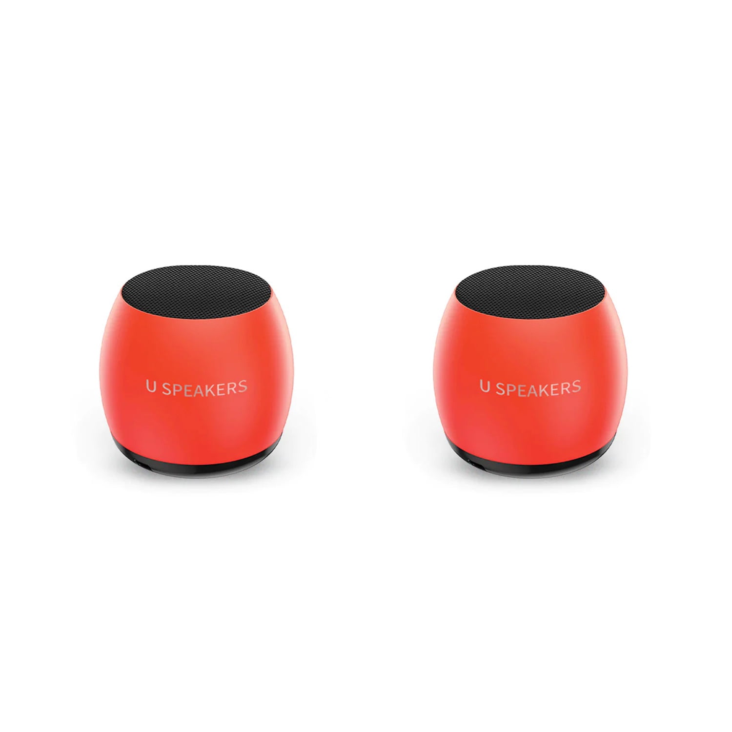 Fashionit U Speakers Micro Bluetooth Computer Speaker 2-Pack Bundle with Matching Speaker, Built-in Mic & Selfie Remote Control, for Workspace, Desktop, Laptop, Mobile, Tablet, PC - Glow Neon Coral