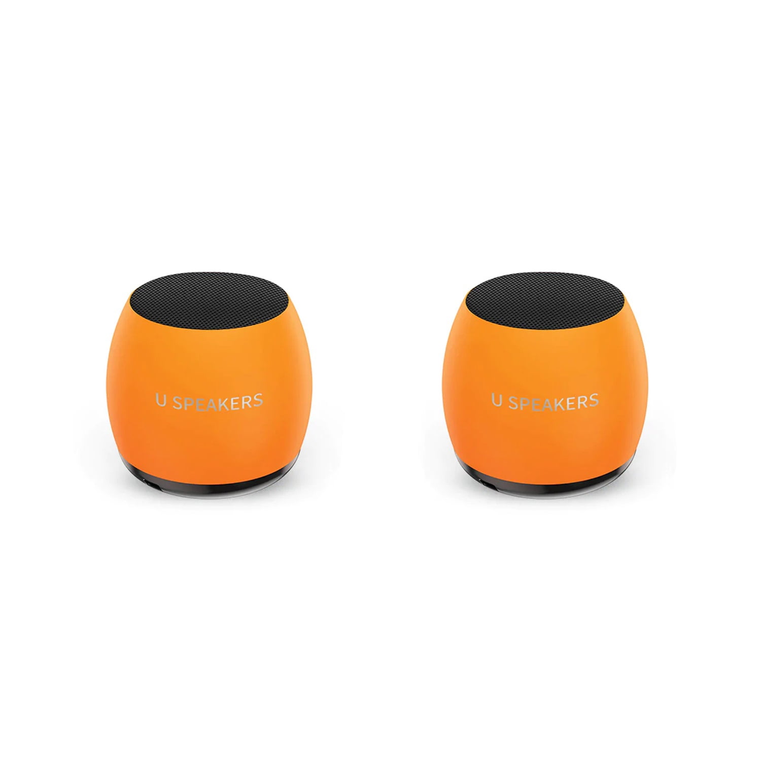 Fashionit U Speakers Micro Bluetooth Computer Speaker 2-Pack Bundle with Matching Speaker, Built-in Mic & Selfie Remote Control, for Workspace, Desktop, Laptop, Mobile, Tablet, PC - Glow Neon Orange