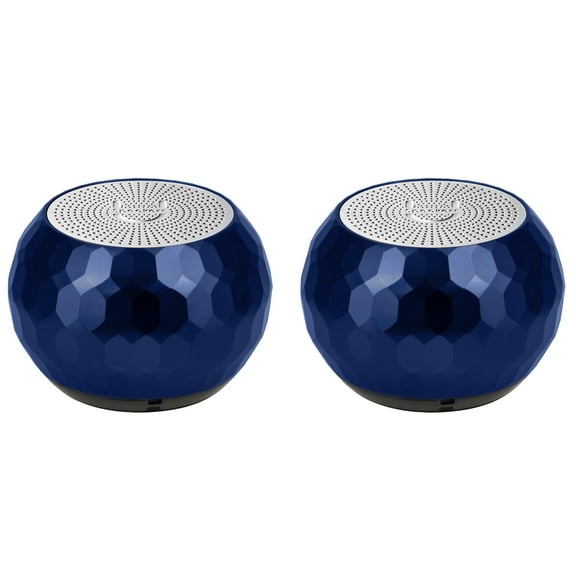 Fashionit U Speakers Mini Bluetooth Computer Speaker 2-Pack Bundle with Matching Speaker, Built-In Mic & Selfie Remote Control, for Workspace, Desktop, Laptop, Mobile, Tablet, PC - Glam Midnight Blue