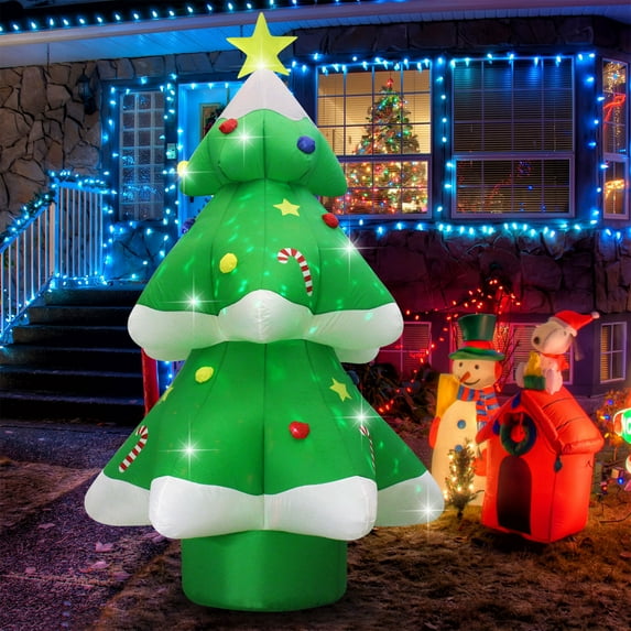 Fashionlite 9ft Christmas Inflatable Xmas Tree with Multicolor Changing LED Lights Airblown Yard Decorations, Blow Up Inflatables for Indoor Outdoor Home Garden Family Prop Lawn Decoration, Green