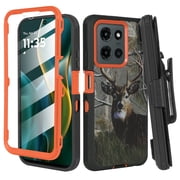 Fashionova for Motorola G Play 2025/ Motorola G Power 2025 Case Rugged Heavy Duty Shockproof Dust/Drop Proof with Belt Clip Holster Built in Screen Protector Deer