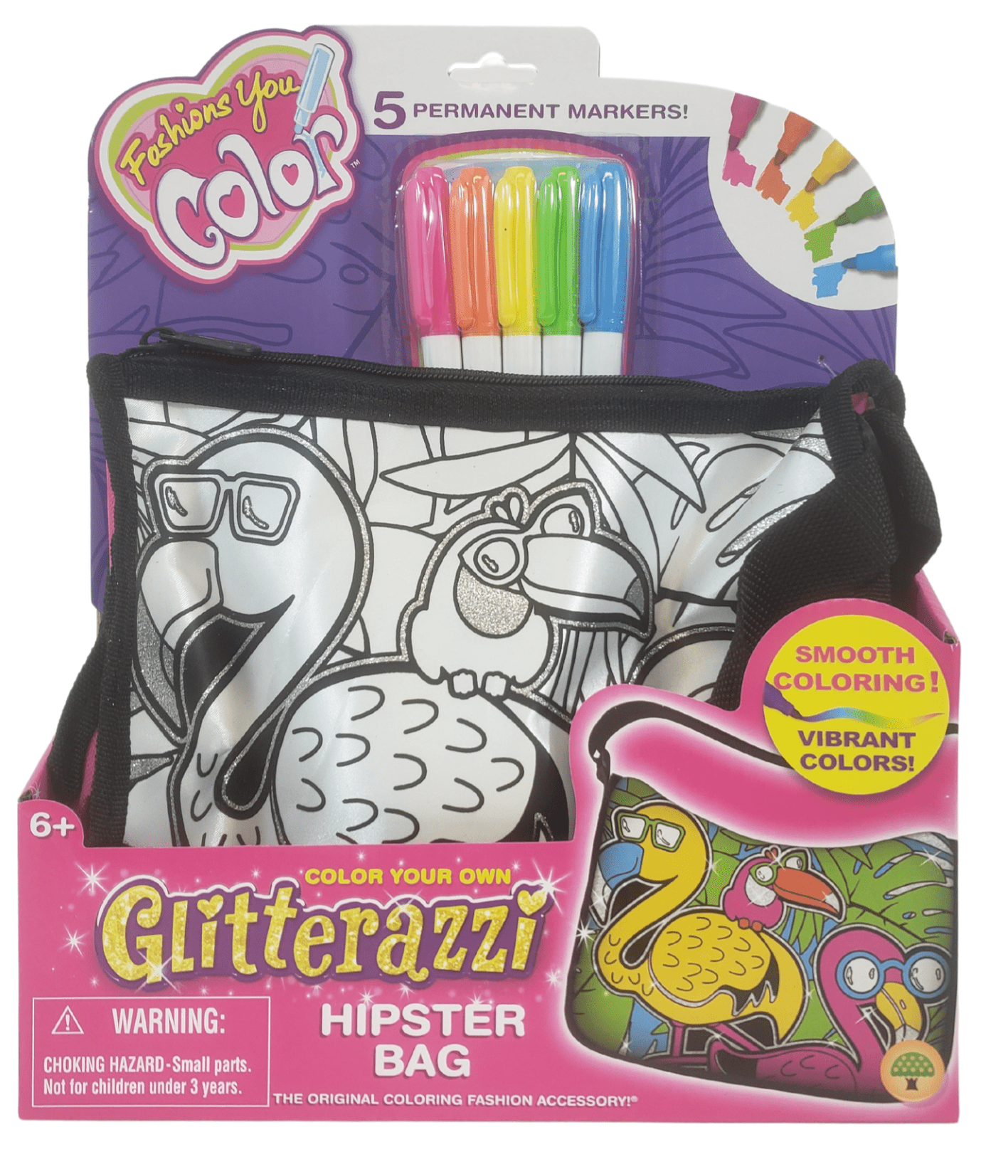 Fashions You Color Glitterazzi Color Your Own Flamingo Hipster Bag