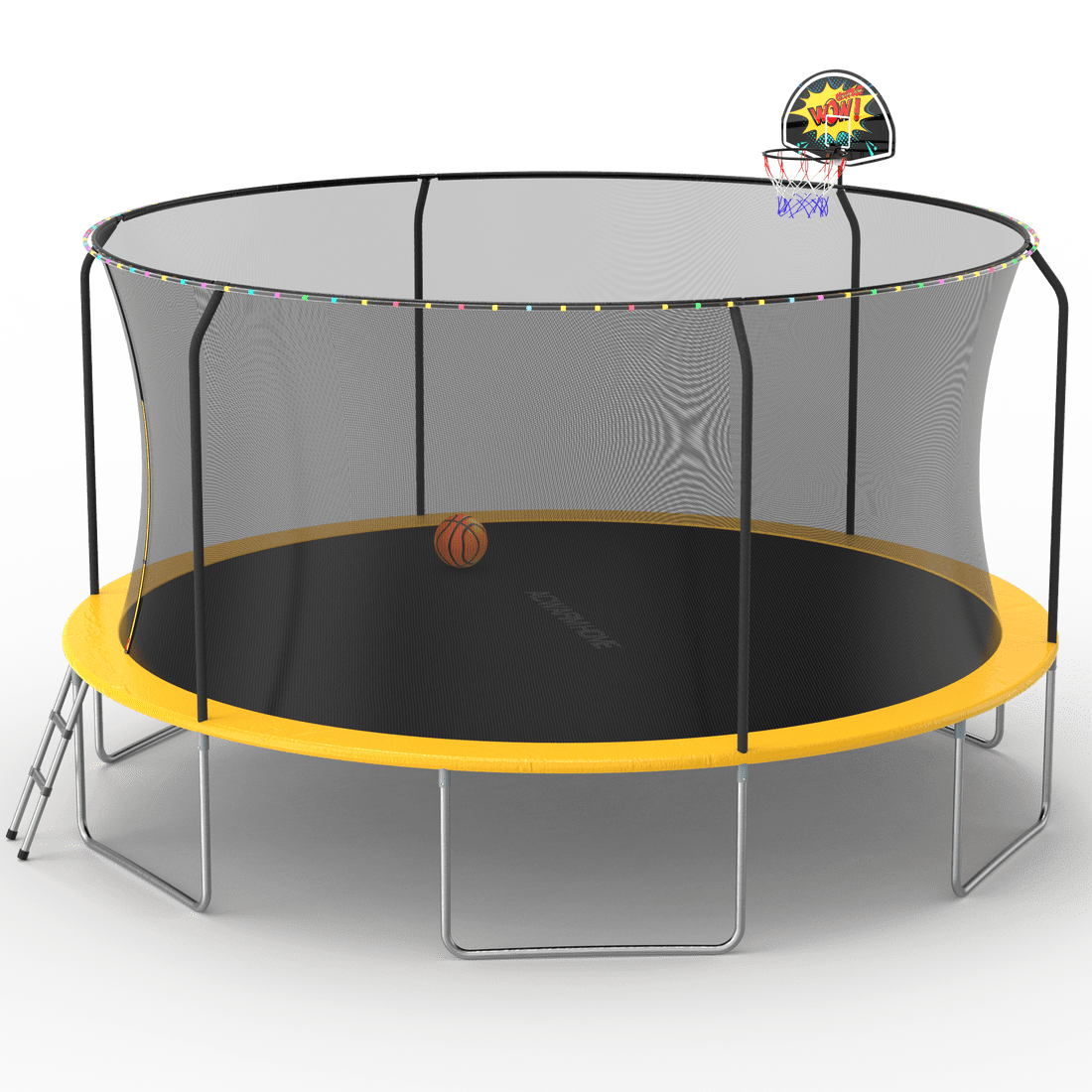 Fashionsport Outfitters 14ft Outdoor Trampoline for Kids and Adults - Trampoline with Basketball Hoop & Sprinkler - Anti Rust - Blue