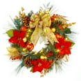 thumbnail image 1 of Fashionwu Christmas Wreath, 24 Inch Outdoor Xmas Wreath for Front Door, Battery Operated Wreath with 20 LED Lights Timer Red Gold Ball Ornaments Berries Pine Cones for Home Decor, 1 of 9
