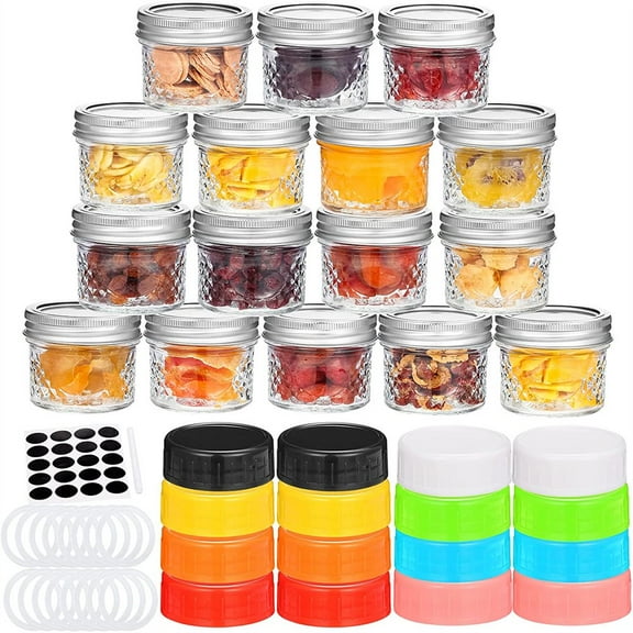 Fashionwu Mason Jars Glass 4 OZ Canning Jars, 16 PACK Jelly Jars with Regular Lids, as Baby Food, Honey, Jam, Shower Candle, Spice Jars