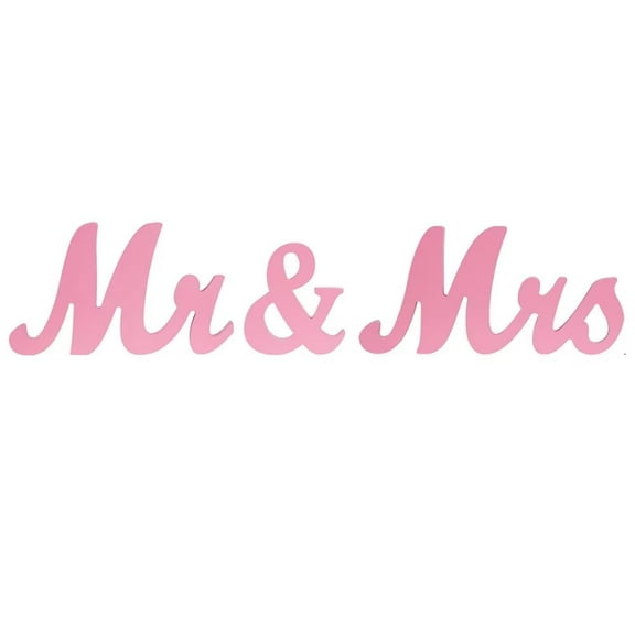 Fashionwu Vintage Style Silver Mr and Mrs Sign, Wooden Wedding Sweetheart Table Sign with Silver Glitter Letters for Wedding Photo Props Party Table Decorations, Pink