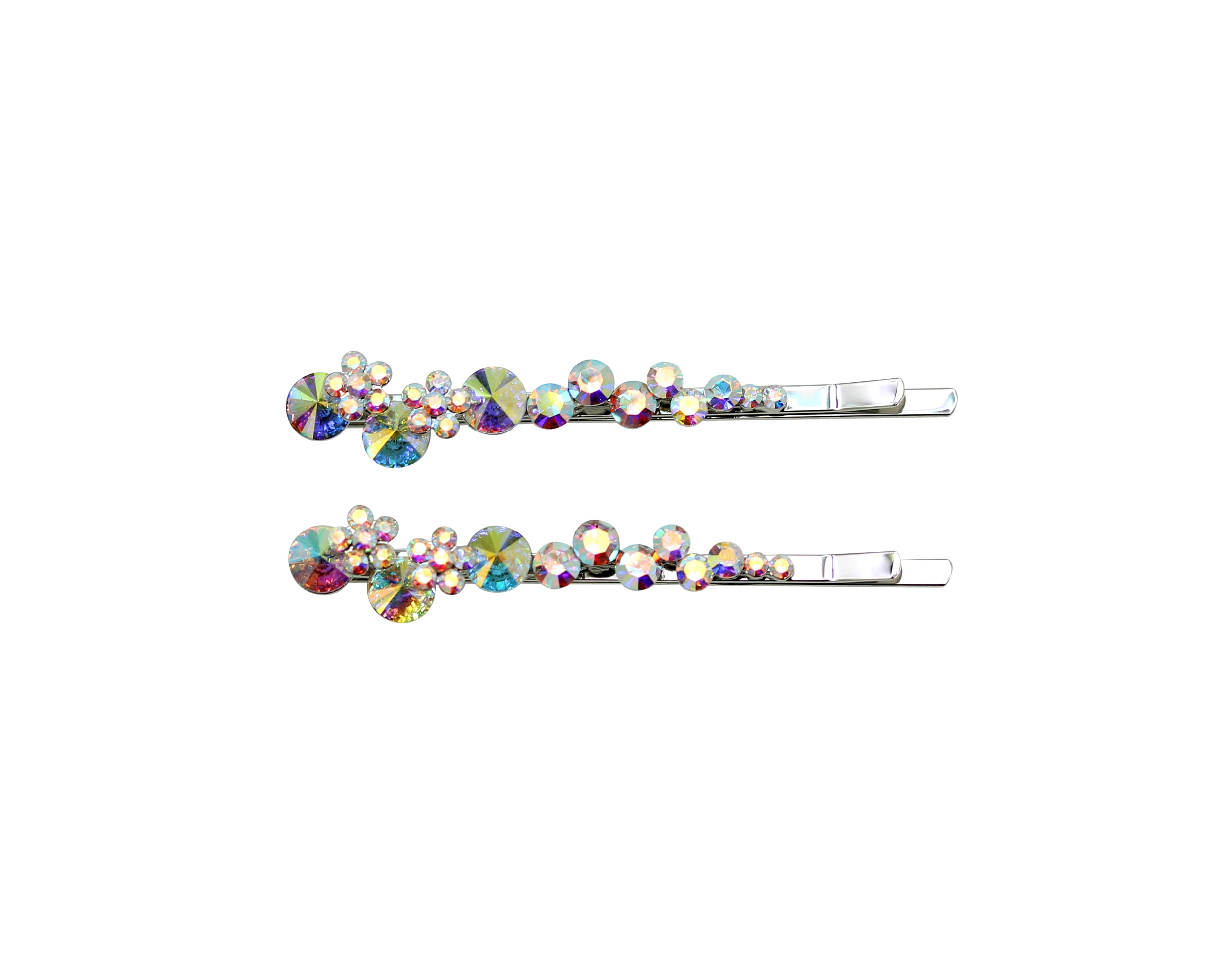 Faship  A Pair Of AB Premium Rhinestone Crystal Floral Hair Clips Pins 2 Pcs