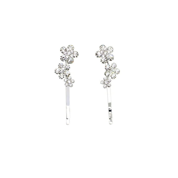 Faship A Pair Of Clear Rhinestone Crystal Floral Hair Clip Pins 2 Pcs