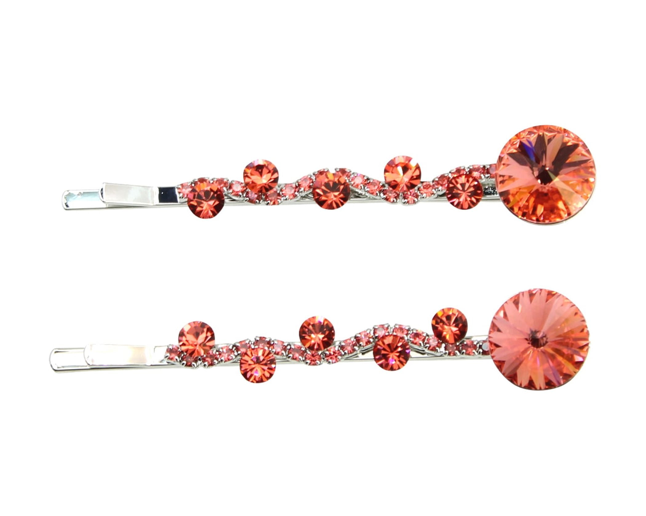 Pair of crystal hair clips Small pair of antique silver or rose gold swarovski crystal  main image 3