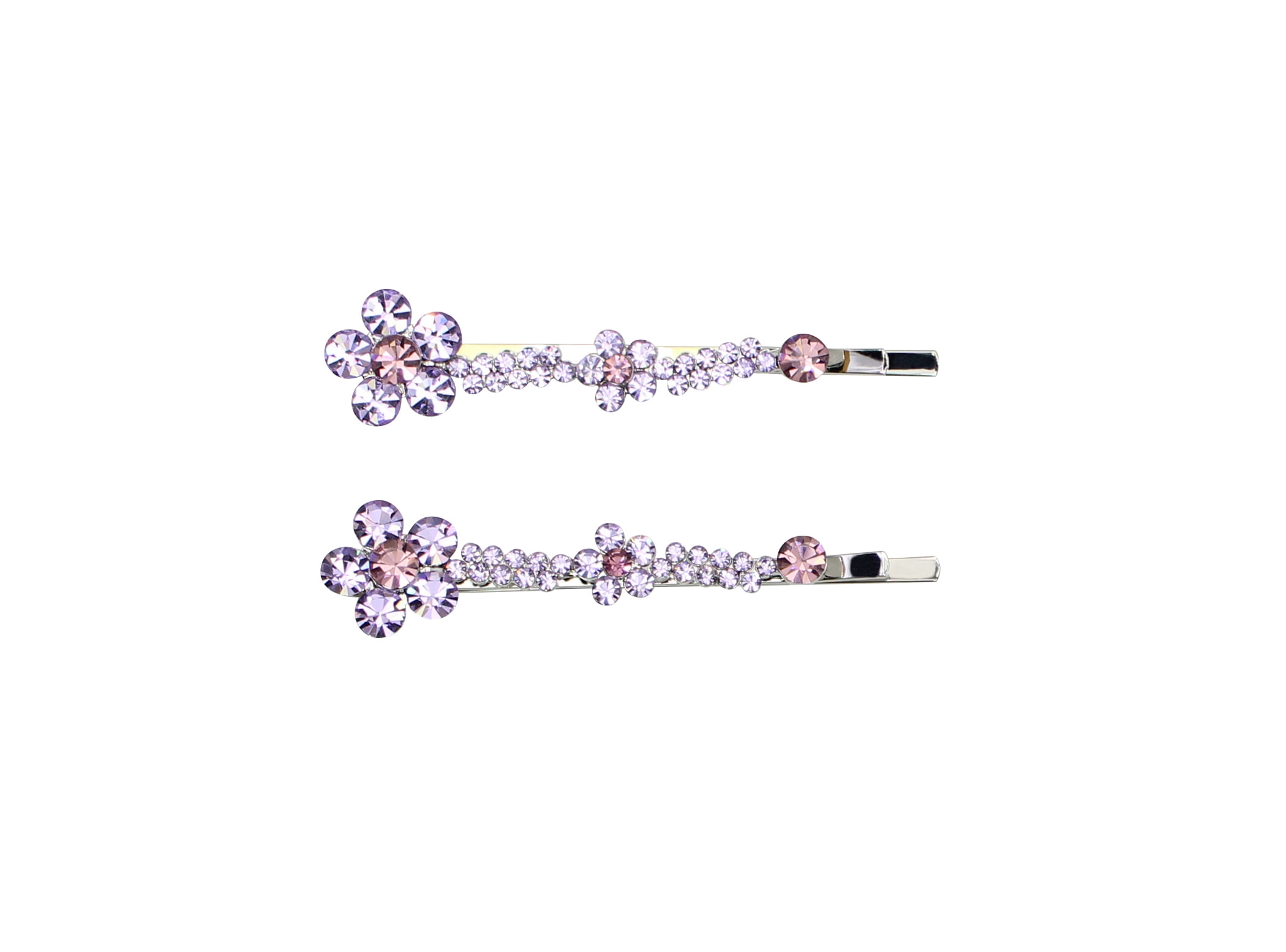 Faship A Pair Of Lavender Rhinestone Crystal Floral Hair Clip Pins 2 Pcs