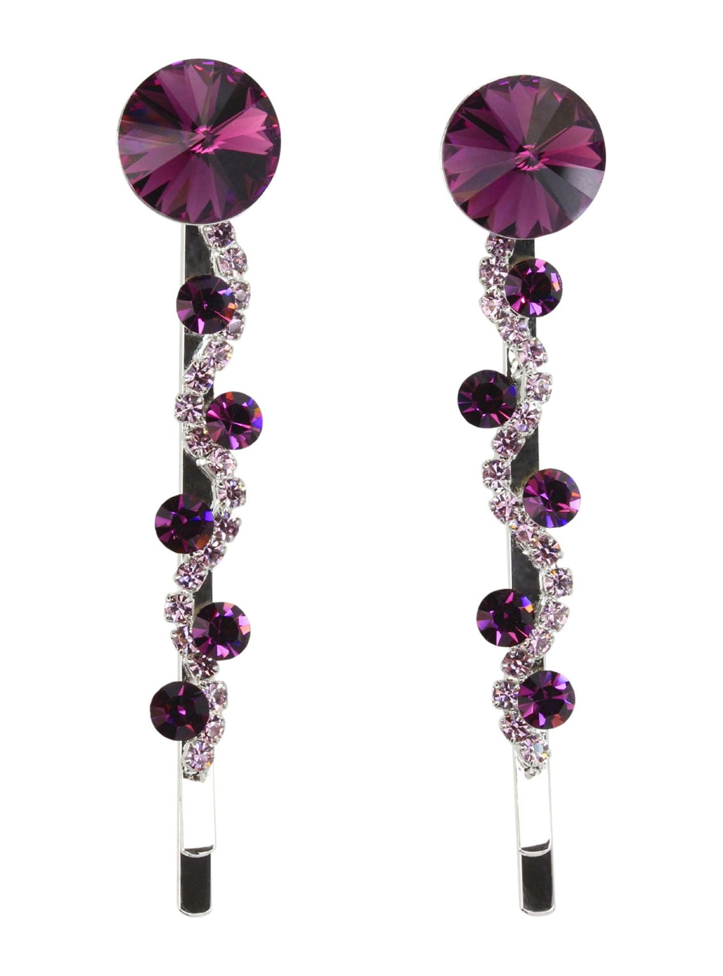 Faship  A Pair Of Purple Premium Rhinestone Crystal Floral Hair Clips 2 Pcs Pins