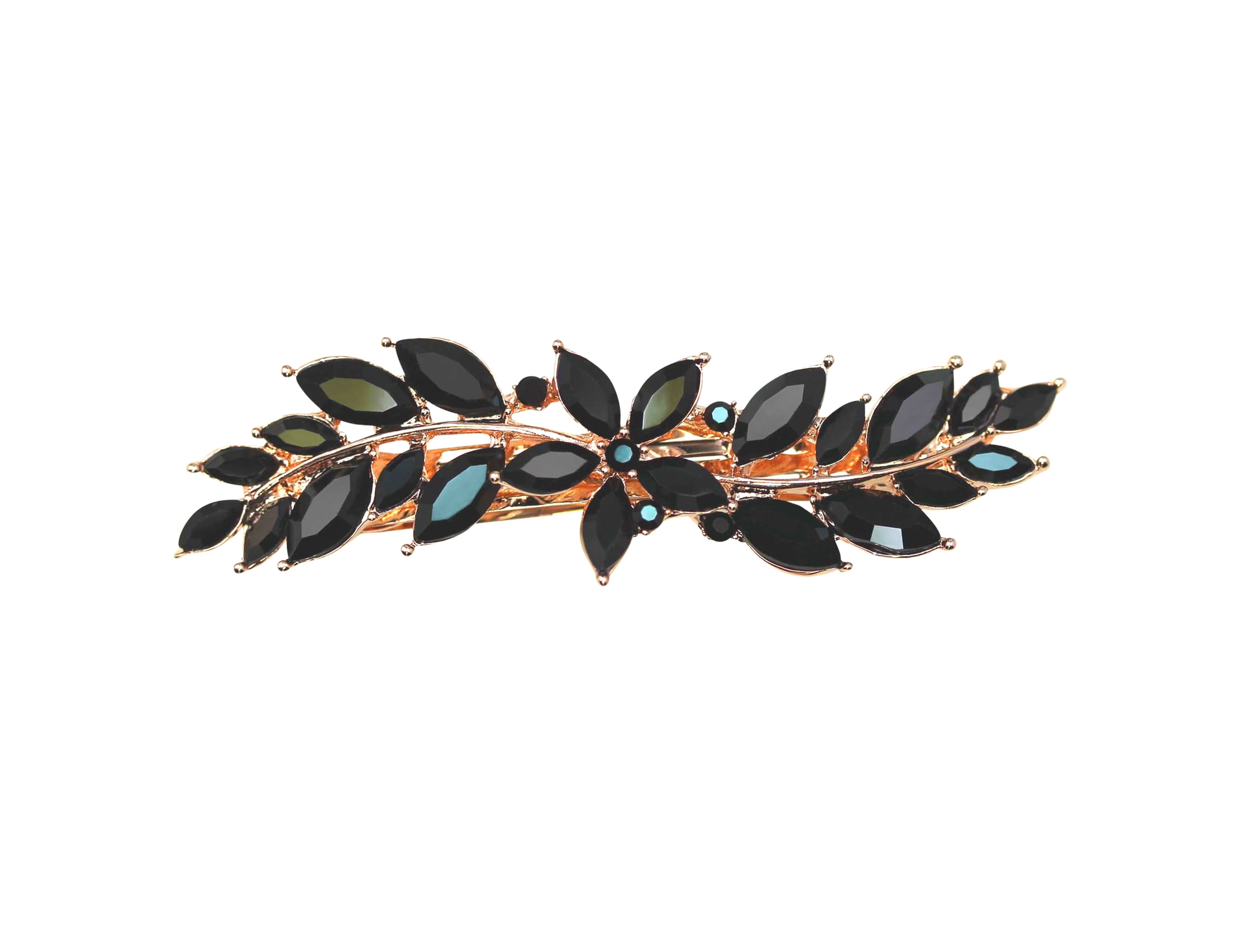 Faship Gorgeous Black Crystal Flower Hair Barrette Clip