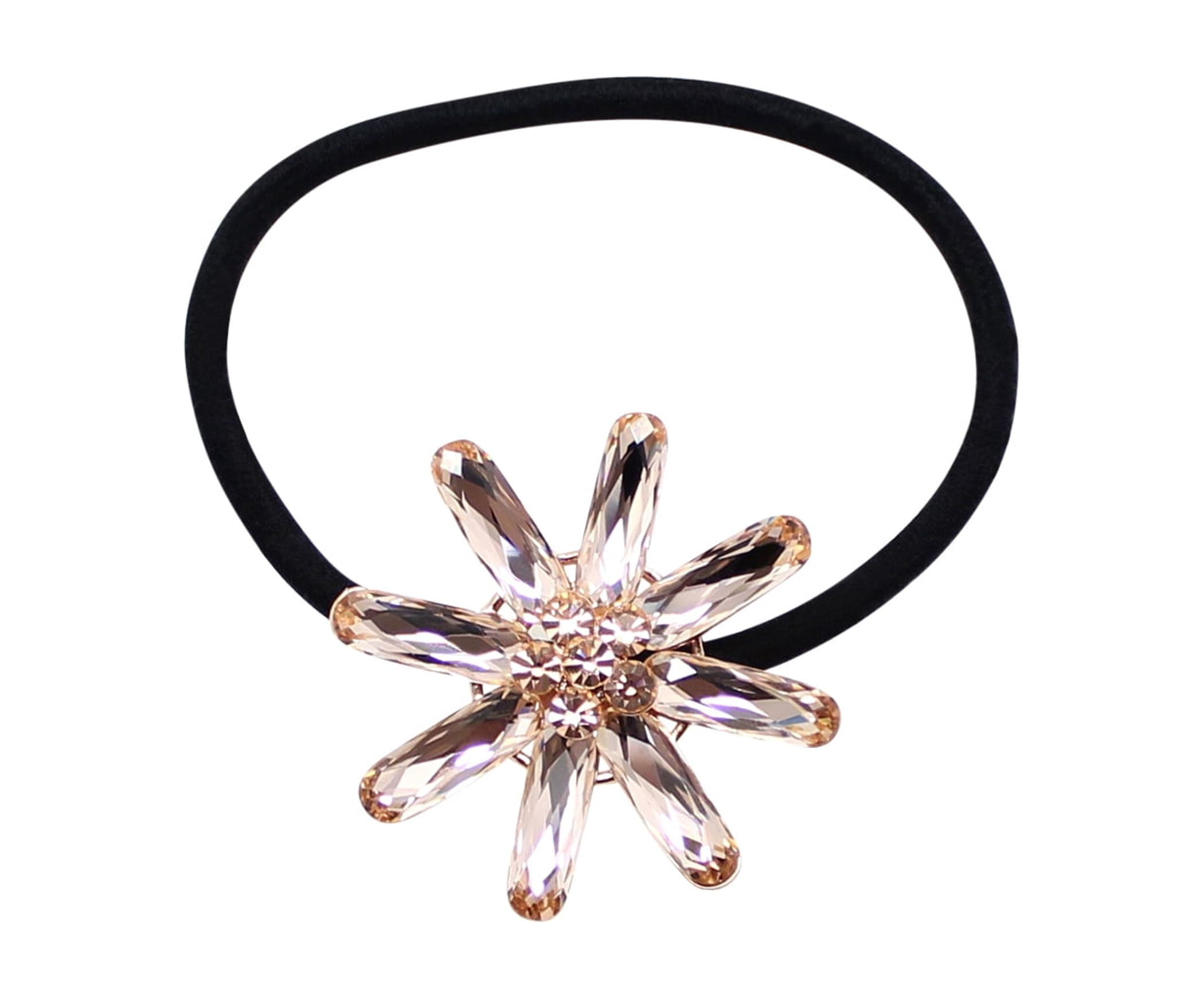 Faship Champagne Flora Ponytail Holder Stretchy Elastic Hair Tie Band