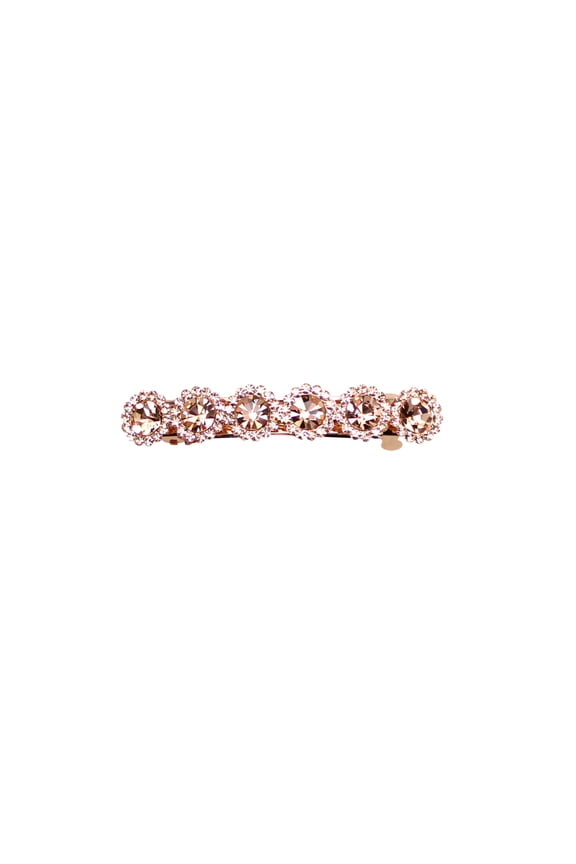 Champagne Rhinestone Crystal Floral Small Hair Barrette Clip