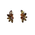 thumbnail image 1 of Faship Chocolate Brown Rhinestone Crystal Floral Clip Ons Earrings, 1 of 4
