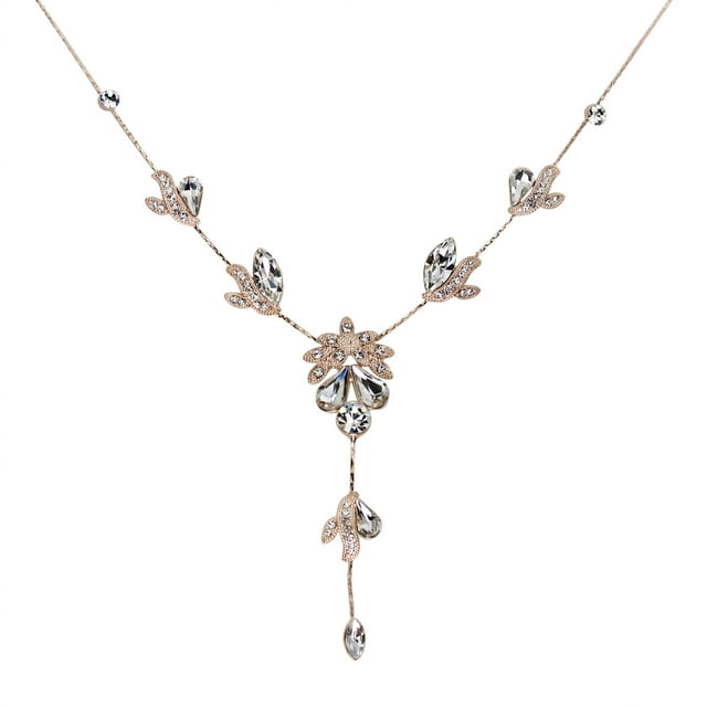 Faship Clear Crystal Necklace Earrings Set