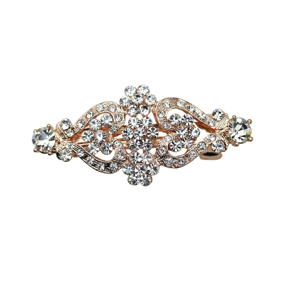 Faship Clear Rhinestone Crystal Floral Hair Barrette Clip