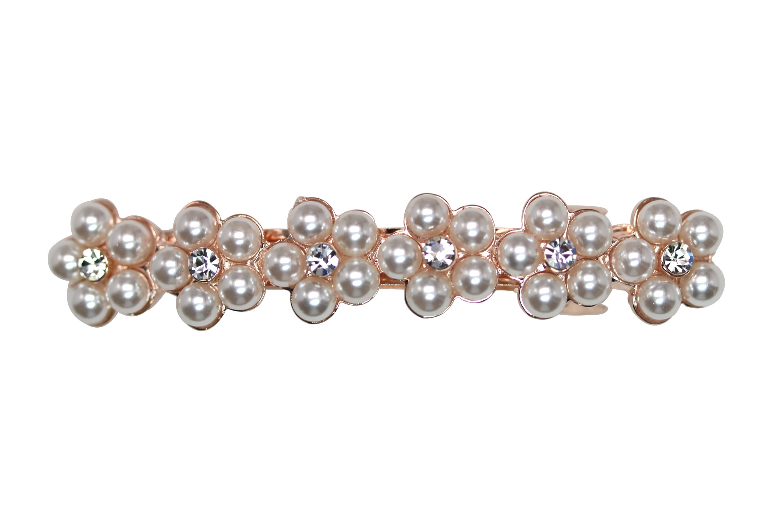 Crystal Pearls Floral Small Hair Barrette Clip Small Crystal and Pearl Floral Hair Clip - Cassandra Lynne main image 4