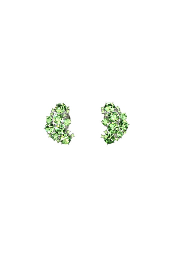 Clip On Earrings Stunning Peridot Green Rhinestone Crystal