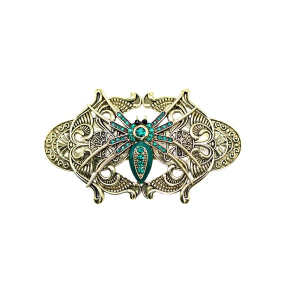 Faship George Green Rhinestone Crystal Spider Barrette For Halloween
