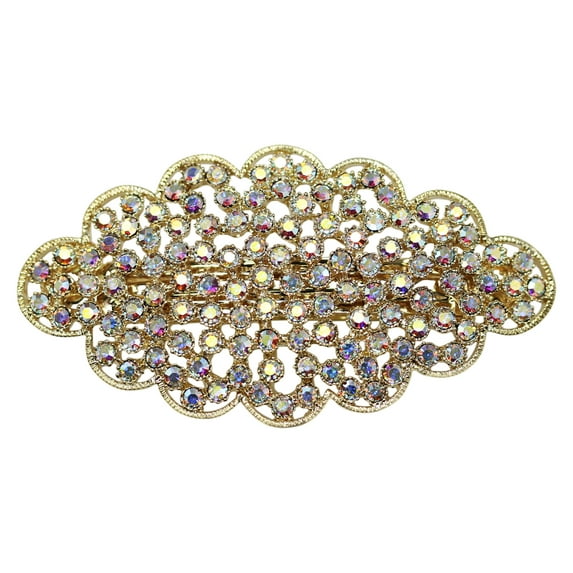 Faship Gorgeous AB Rhinestone Crystal Floral Hair Barrette