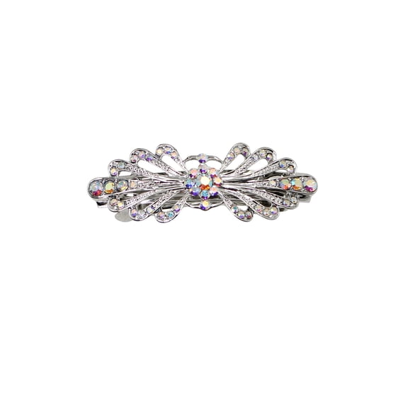 Faship Gorgeous AB Rhinestone Crystal Small Mini Floral Hair Barrette Clip
