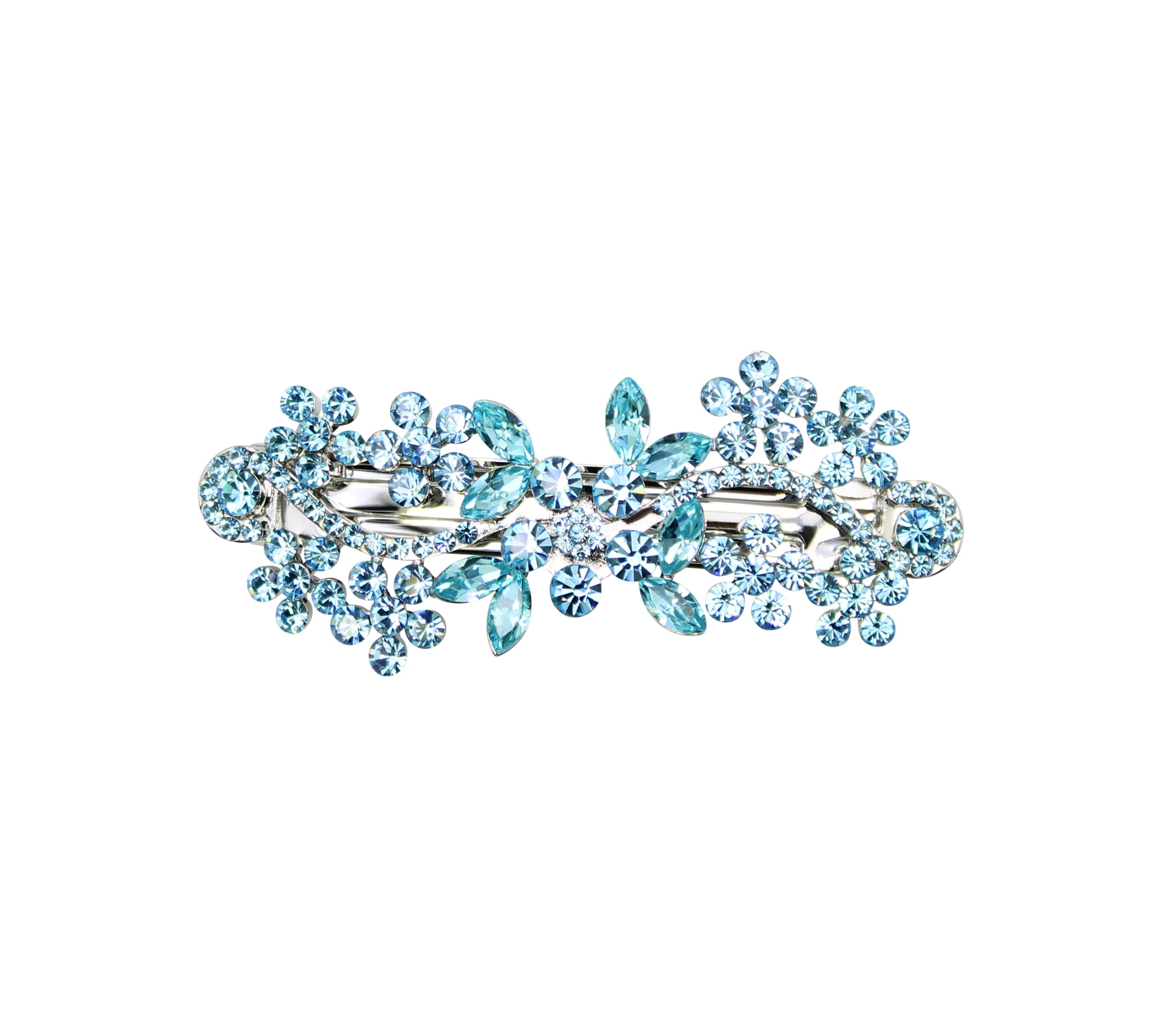 Faship Gorgeous Aqua Crystal Flower Hair Barrette Clip