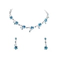 thumbnail image 1 of Faship Gorgeous Aqua Premium Rhinestone Crystal Floral Necklace Earrings Set, 1 of 5