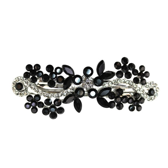 Faship Gorgeous Black Crystal Flower hair Barrette