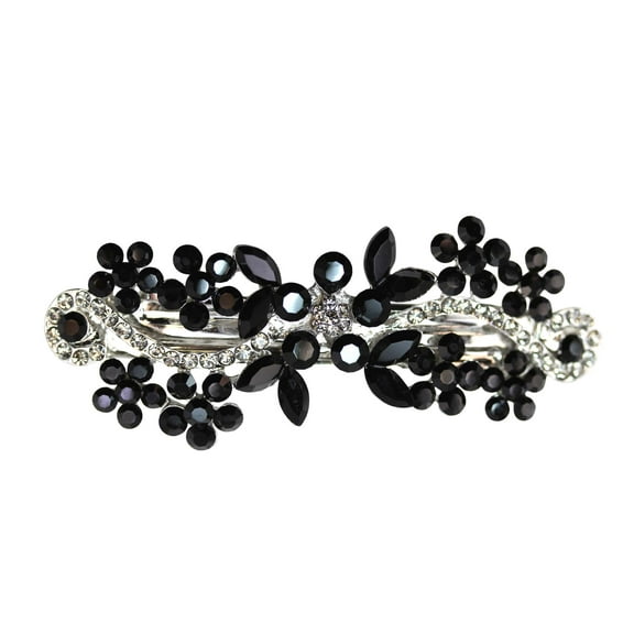 Faship Gorgeous Black Crystal Flower hair Barrette
