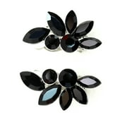 Faship Gorgeous Black Floral Clip On Style Earrings