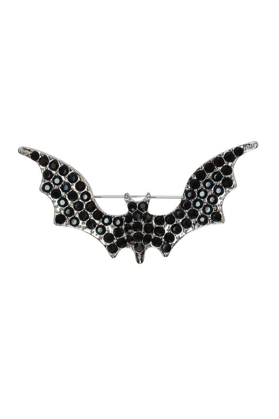 Gorgeous Black Rhinestone Crystal Bat Pin Brooch