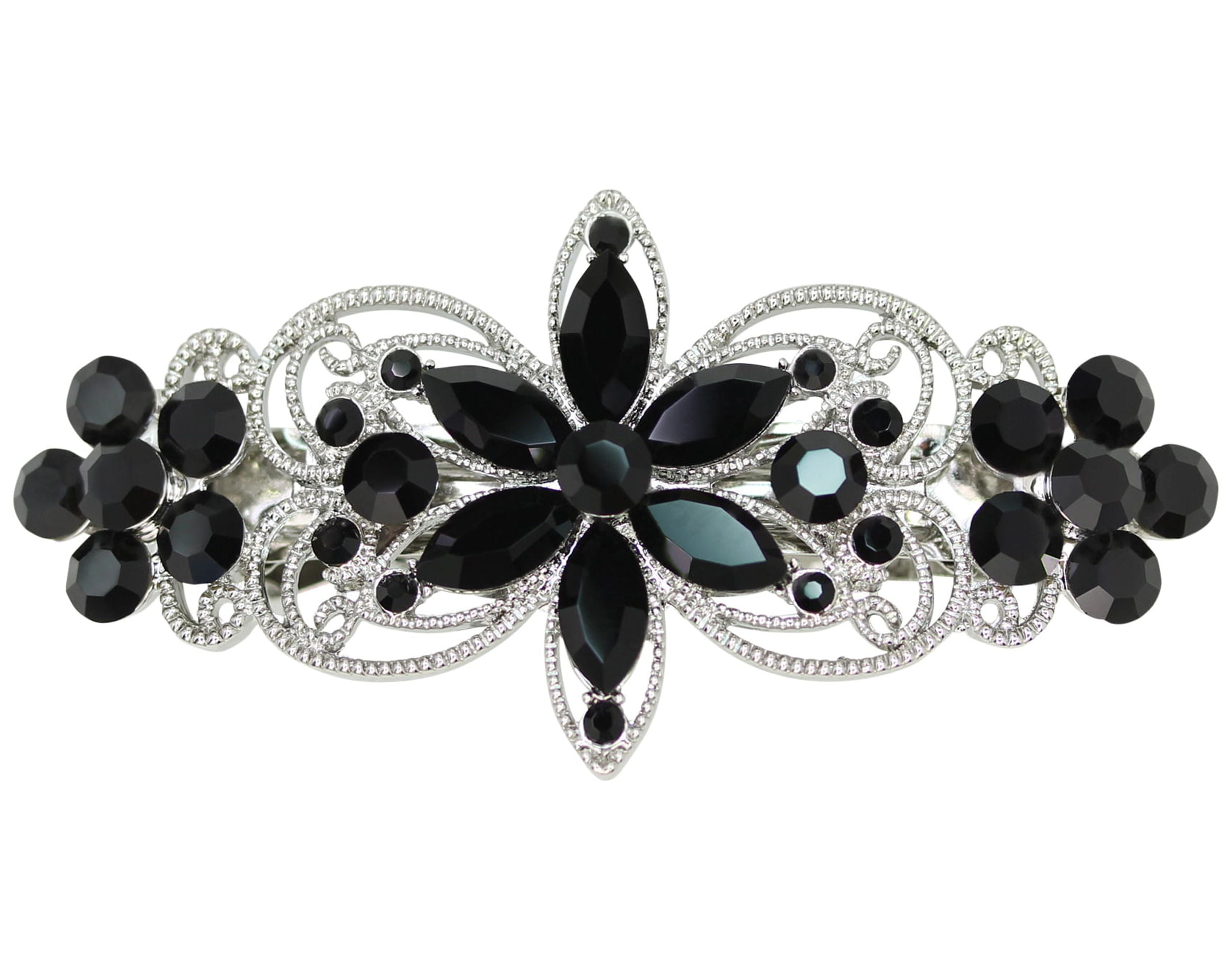 Faship Haarspange Mit Floralem Strass-Design – Transparent, Zinklegierung, Ca. 6,1 Cm, Für Hochzeit & Festliche Anlässe
