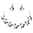 thumbnail image 1 of Faship Gorgeous Black Rhinestone Crystal Floral Necklace Earrings Set, 1 of 5