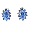 thumbnail image 1 of Faship Gorgeous Blue CZ Crystal Floral Pierced Clip Earrings, 1 of 4