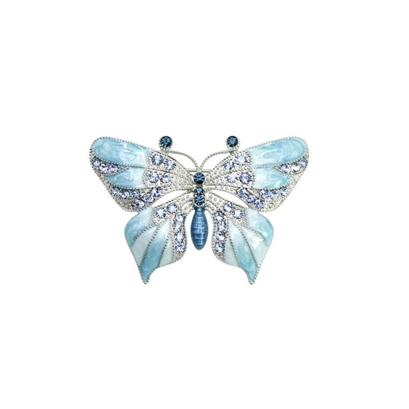 Faship Gorgeous Blue Crystal Butterfly Pin Brooch