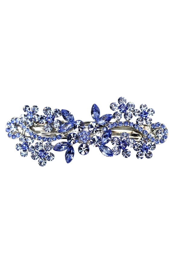 Gorgeous Blue Crystal Flower Hair Barrette Clip