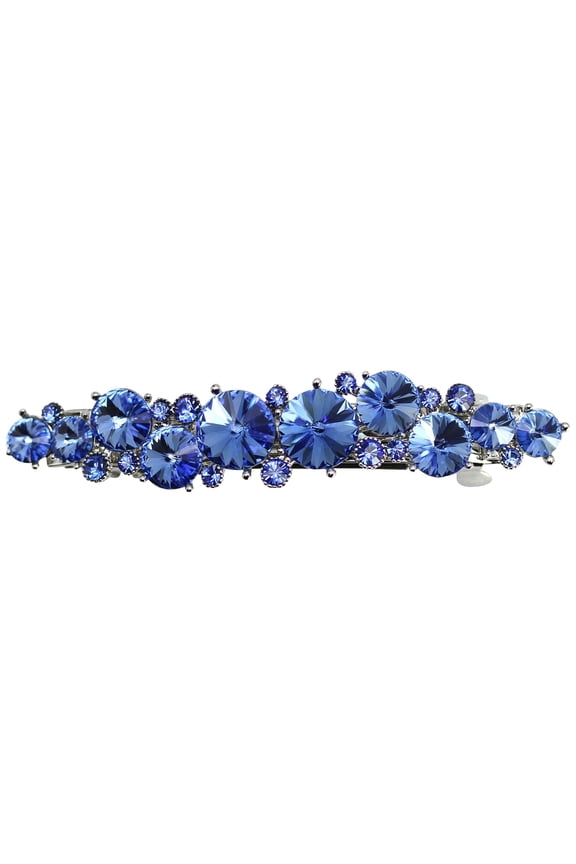 Blue Floral Small Hair Barrette Clip