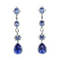 thumbnail image 1 of Faship Gorgeous Blue Rhinestone Crystal Dangling Floral Earrings, 1 of 5