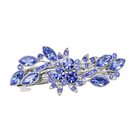 Faship Gorgeous Blue Rhinestone Crystal Flora Hair Barrette Clip
