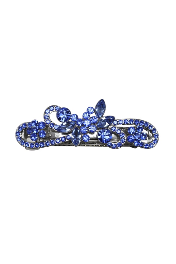 Gorgeous Blue Rhinestone Crystal Flora Hair Barrette Clip