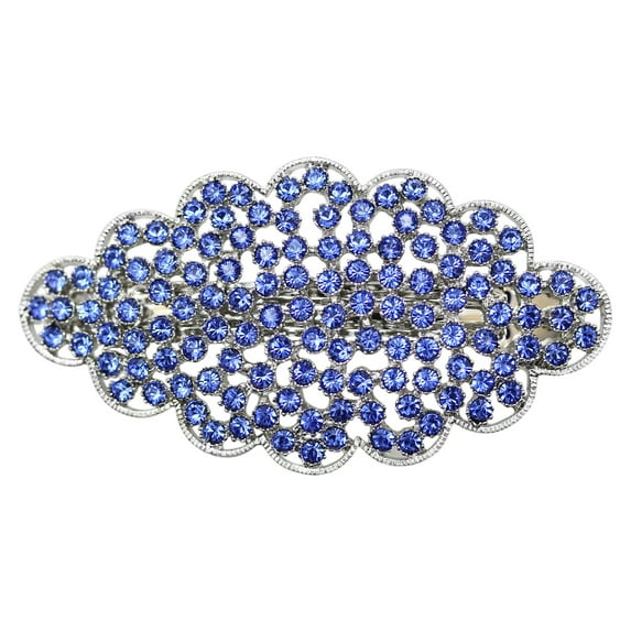 Faship Gorgeous Blue Rhinestone Crystal Floral Hair Barrette
