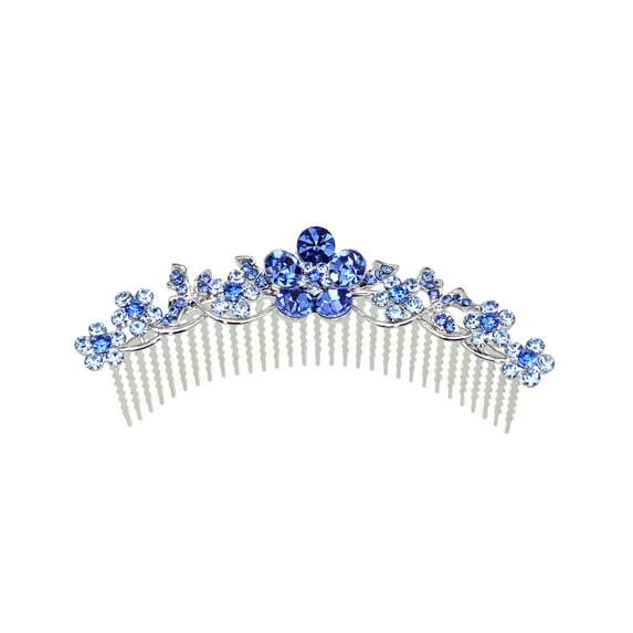 Faship Gorgeous Blue Rhinestone Crystal Floral Hair Comb