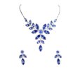 thumbnail image 1 of Faship Gorgeous Blue Rhinestone Crystal Floral Necklace Earrings Set, 1 of 5