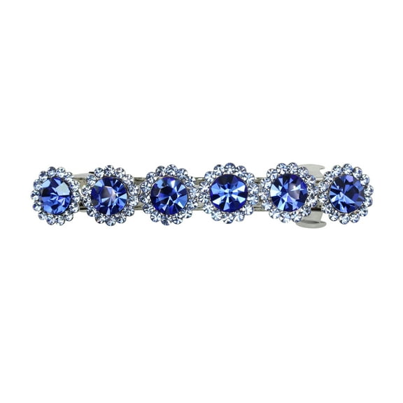Faship Gorgeous Blue Rhinestone Crystal Floral Small Hair Barrette Clip