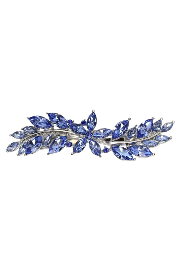 Gorgeous Blue Rhinestone Crystal Small Floral Hair Barrette Clip