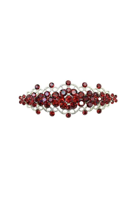 Gorgeous Burgundy Rhinestone Crystal Floral Hair Barrette
