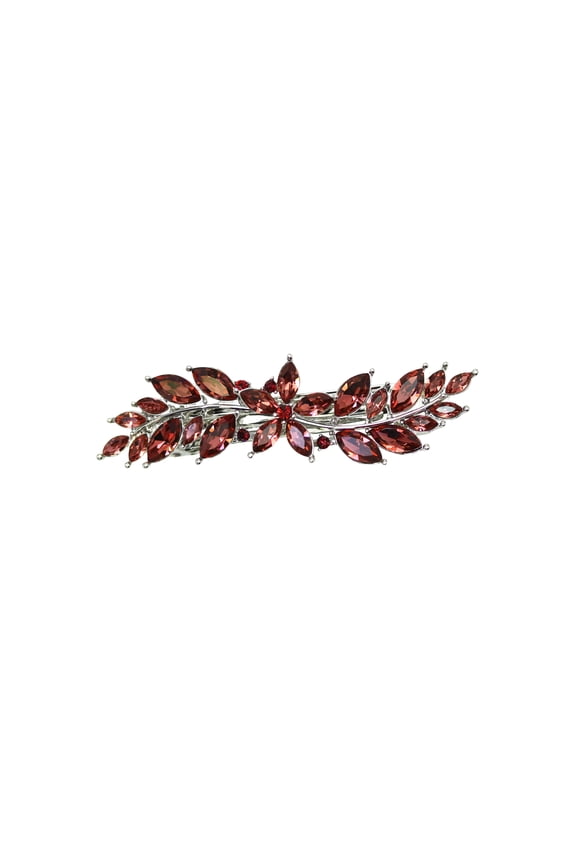 Burgundy Small Floral Hair Barrette Clip
